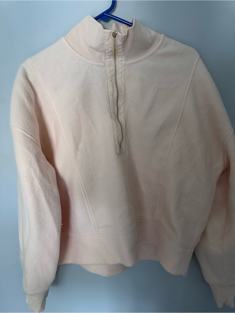 CALIA Half Zip Fleece Sweatshirt Medium Light Peach Cozy Athleisure Pullover